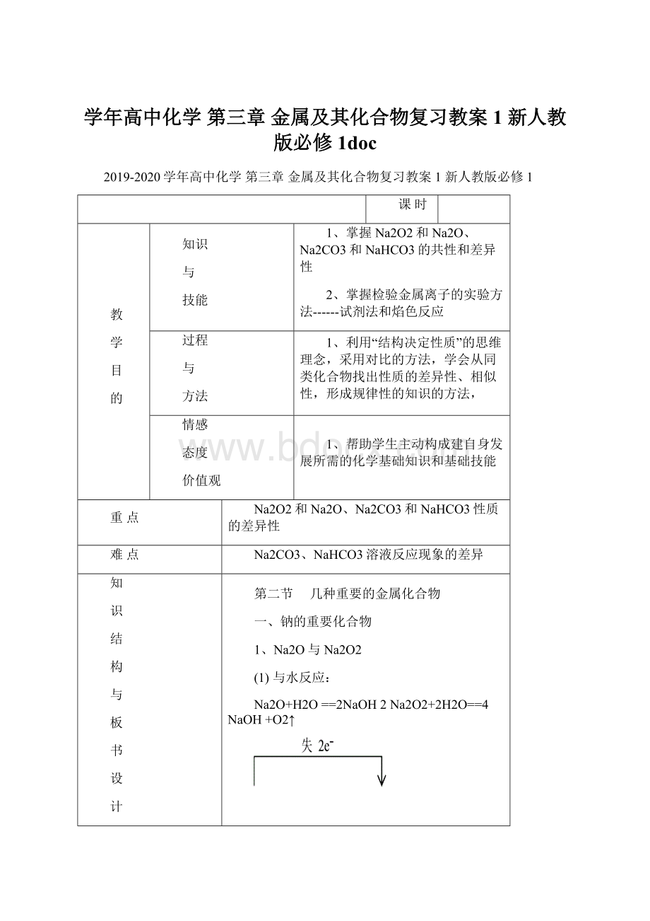 学年高中化学 第三章 金属及其化合物复习教案1 新人教版必修1doc文档格式.docx