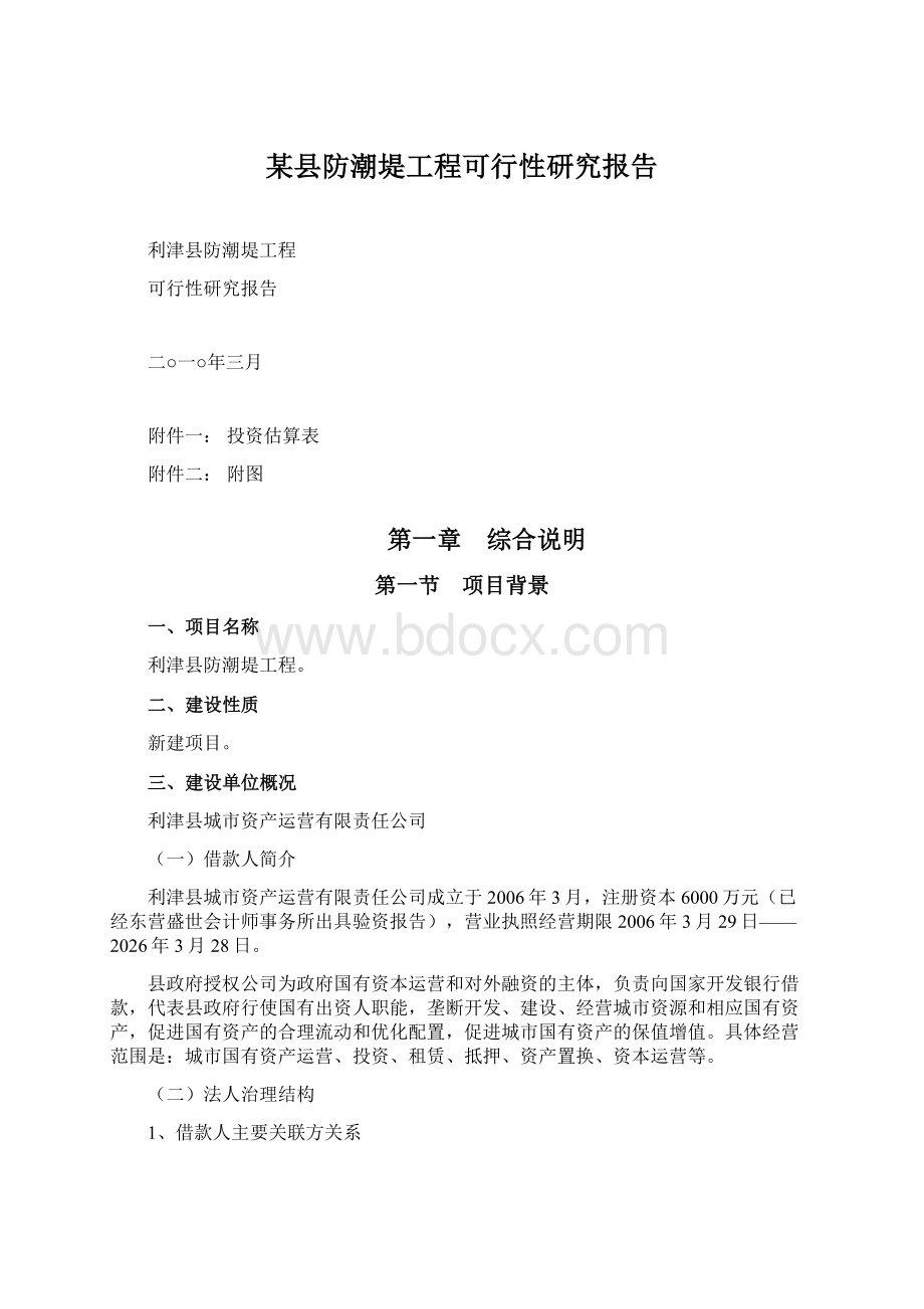 某县防潮堤工程可行性研究报告.docx