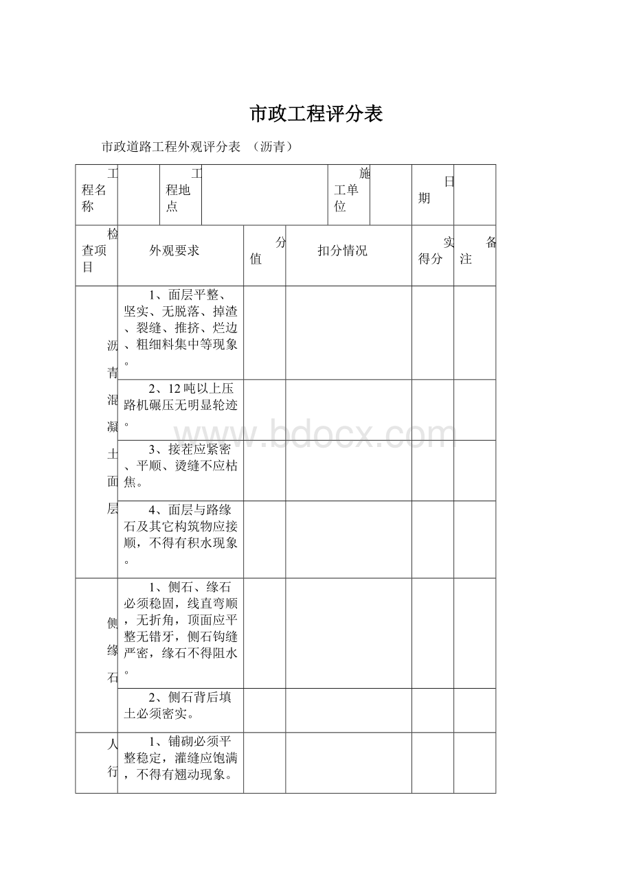 市政工程评分表.docx_第1页