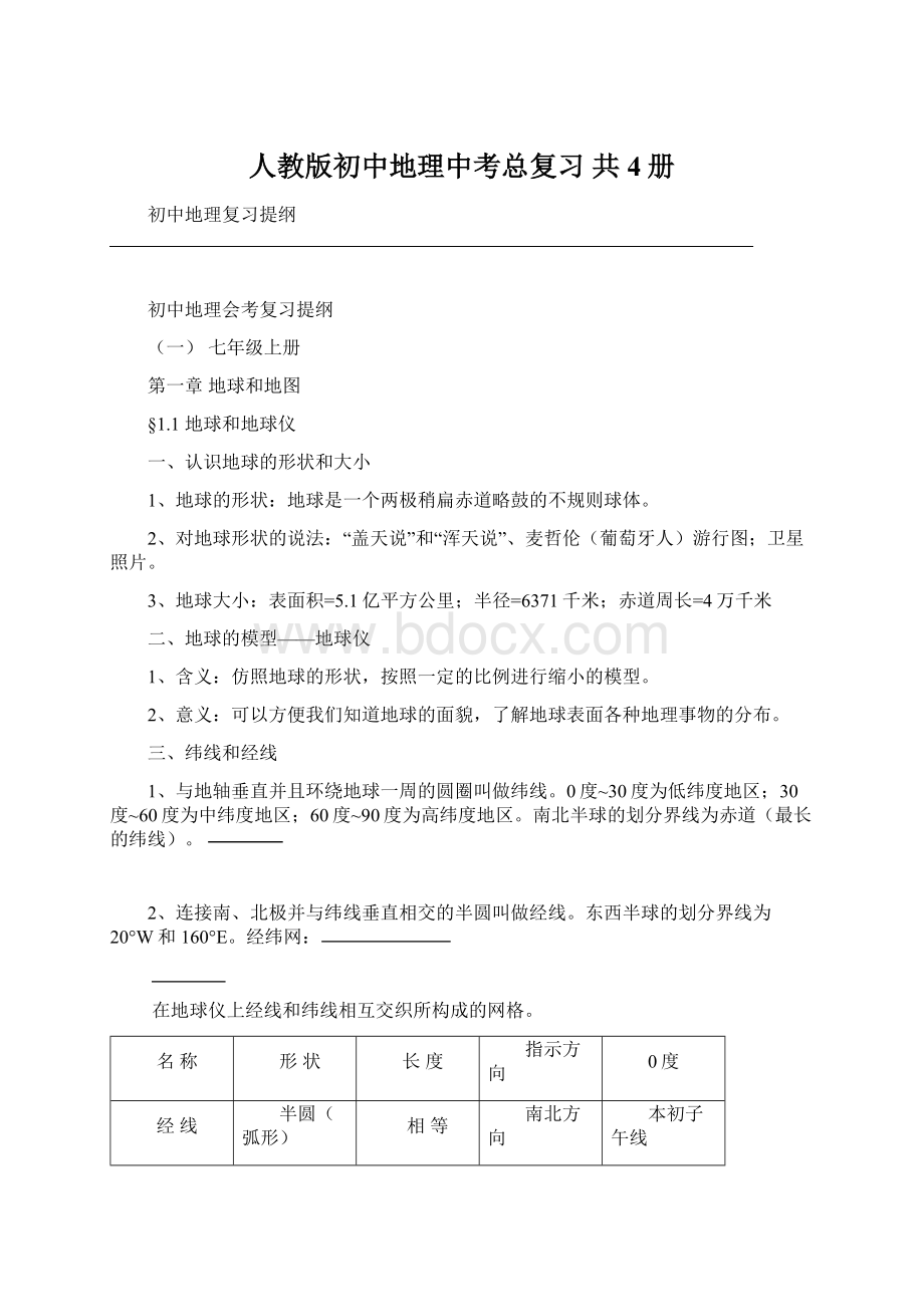 人教版初中地理中考总复习 共4册Word文档下载推荐.docx_第1页