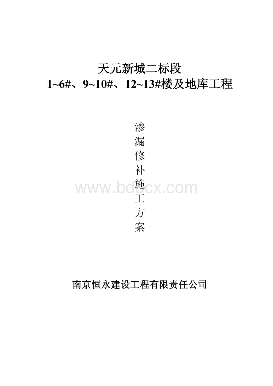 渗漏修补施工方案..doc