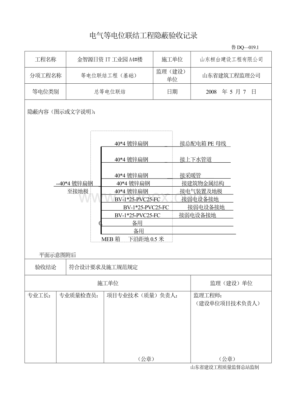 电气等电位联结工程隐蔽验收纪录Word下载.doc_第1页