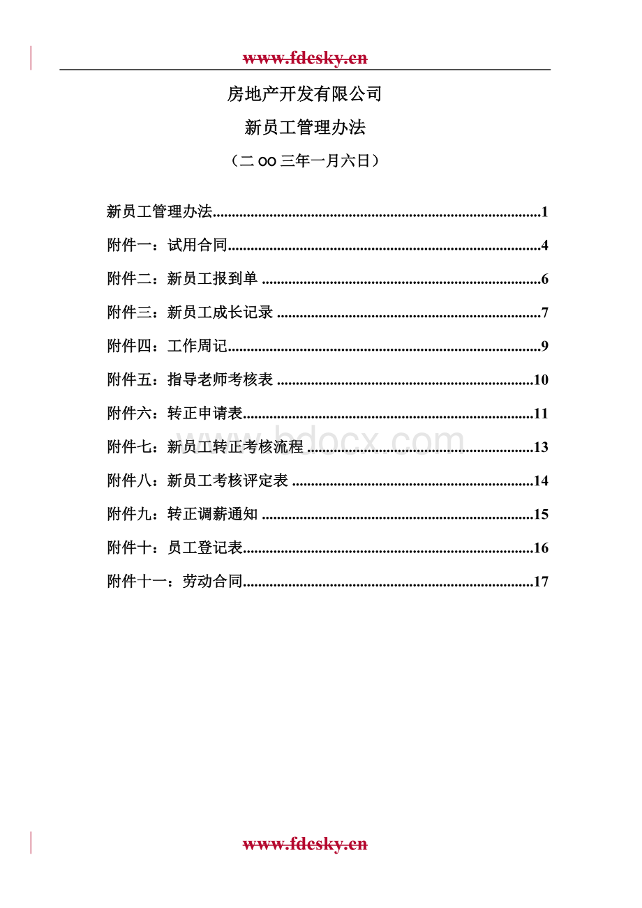 某房地产开发有限公司新员工管理办法.doc_第1页