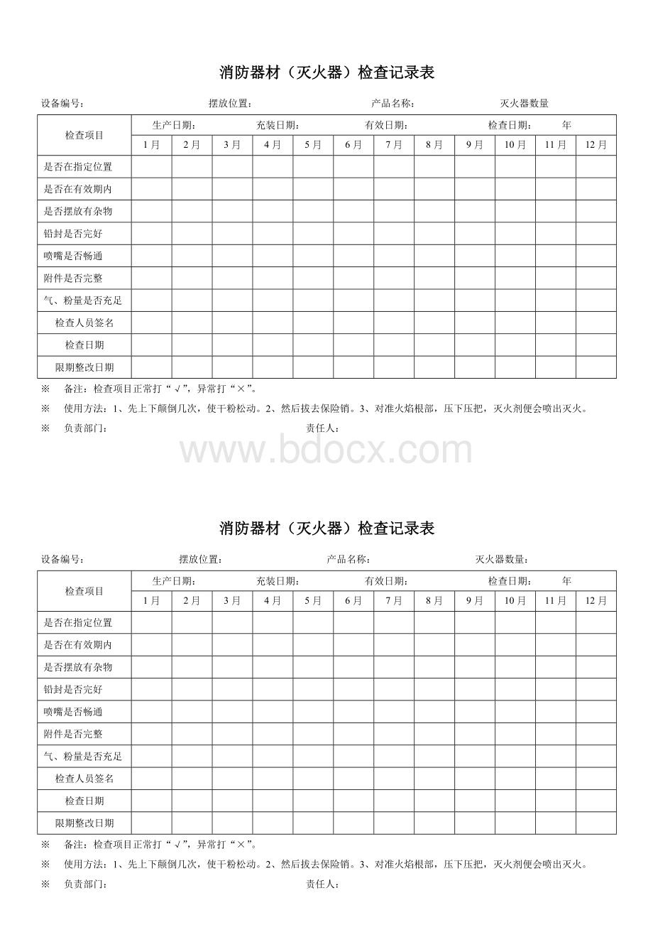 灭火器检查表、完美.doc_第1页