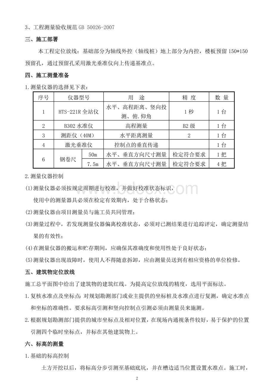 测量放线专项施工方案方案.wps资料文档下载_第2页