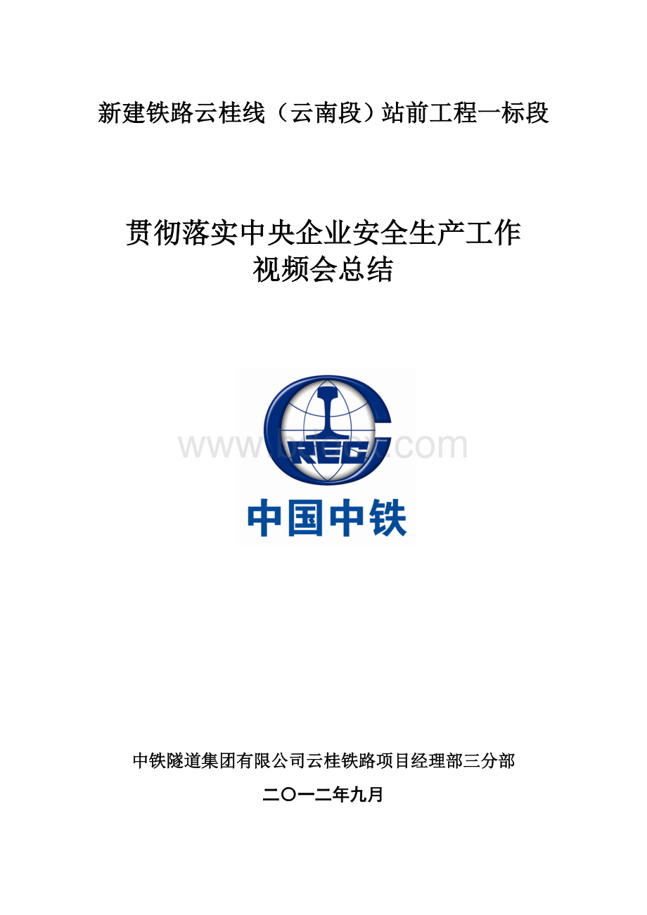 贯彻落实中央企业安全生产工作视频会工作总结.doc_第1页