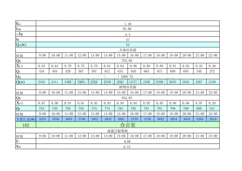 空调制冷负荷计算Excel表应用举例表格文件下载.xls_第2页