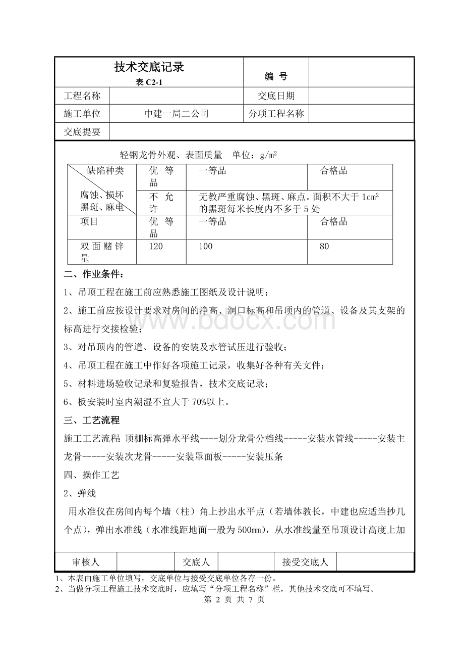 轻钢龙骨石膏板吊顶技术交底.doc_第2页