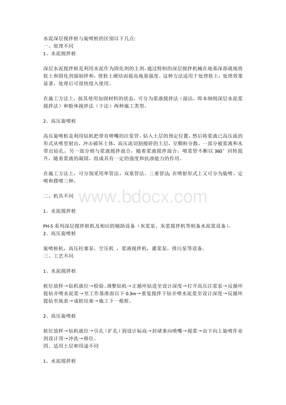 水泥深层搅拌桩与旋喷桩的区别Word下载.docx_第1页