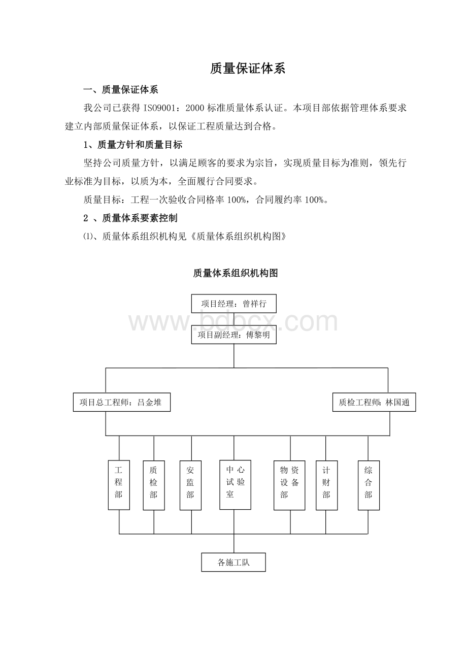 质量保证体系文字说明.doc