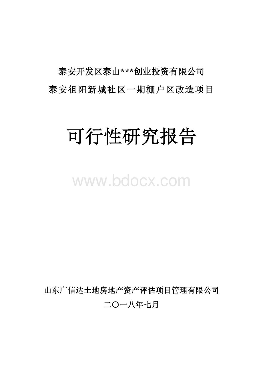 泰安高新区棚户区改造项目可研报告0709-定Word文件下载.doc_第1页