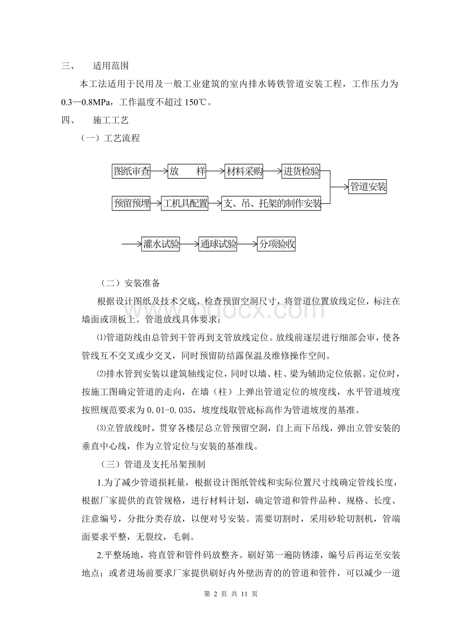 柔性排水铸铁管安装技术及工艺工法Word下载.doc_第2页