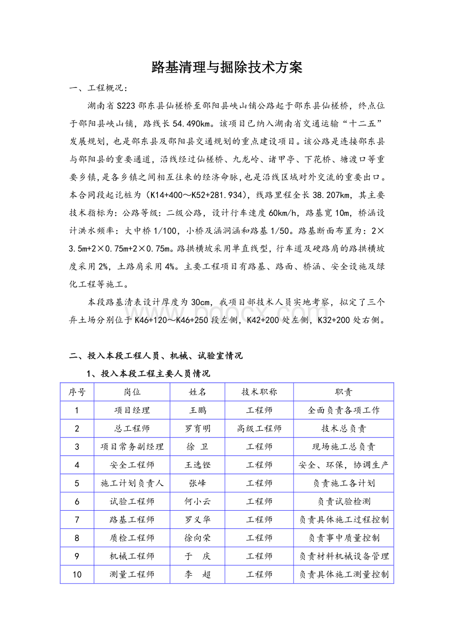 路基清表技术方案文档格式.doc_第1页