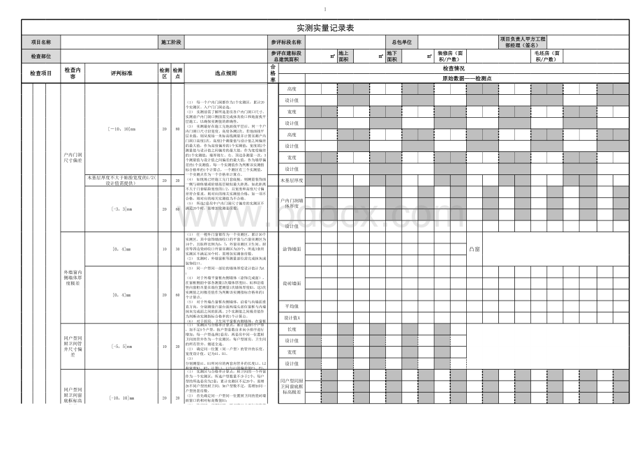 精装修实测实量计算记录表.xls_第1页