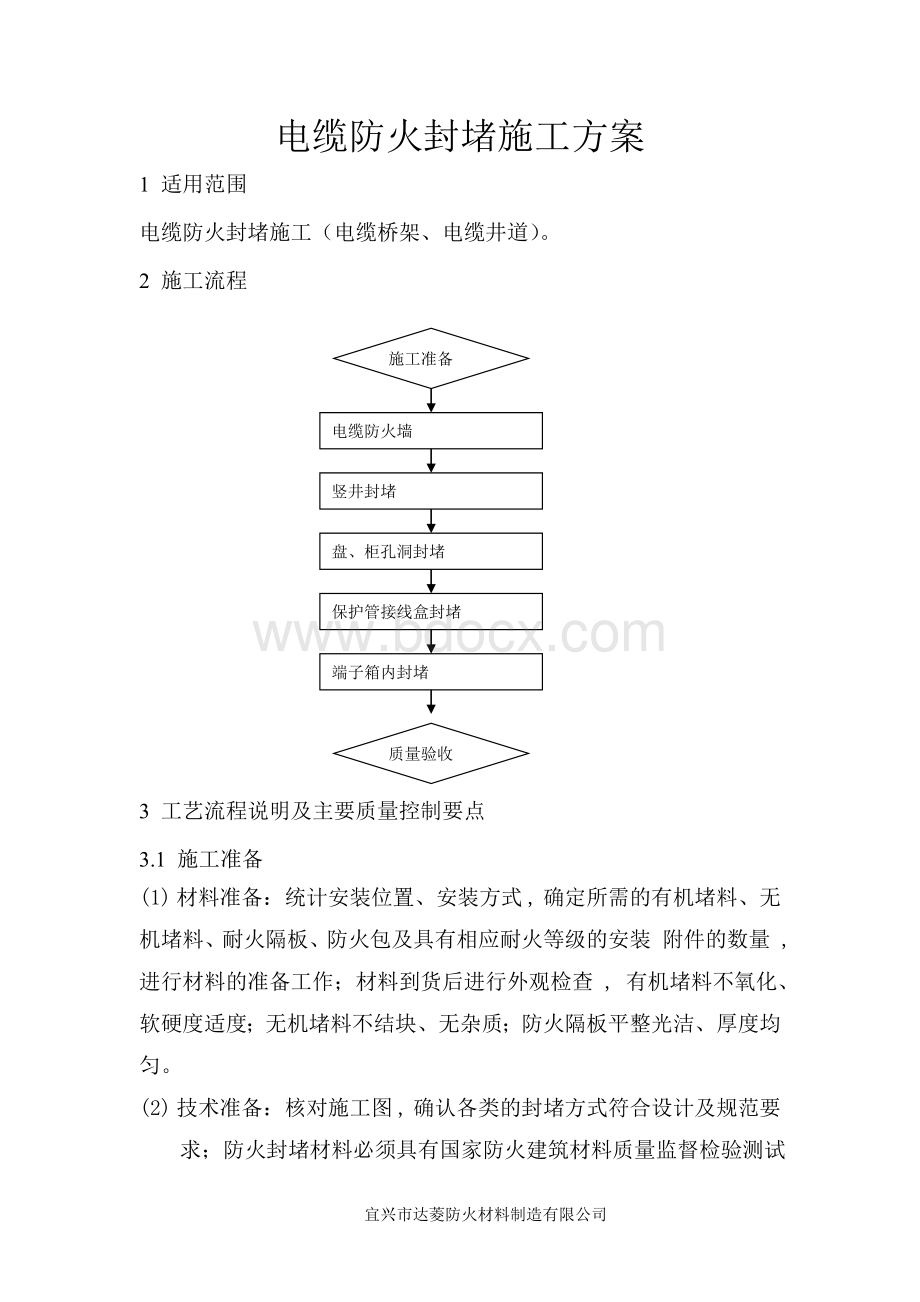 电缆防火封堵施工工艺Word格式文档下载.doc_第1页