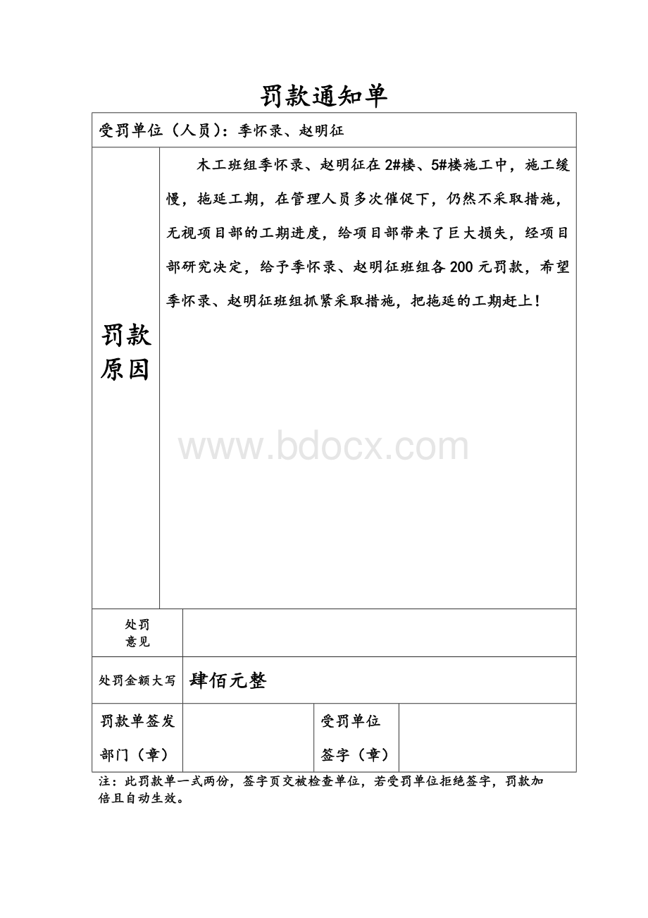 罚款通知单范本.docx