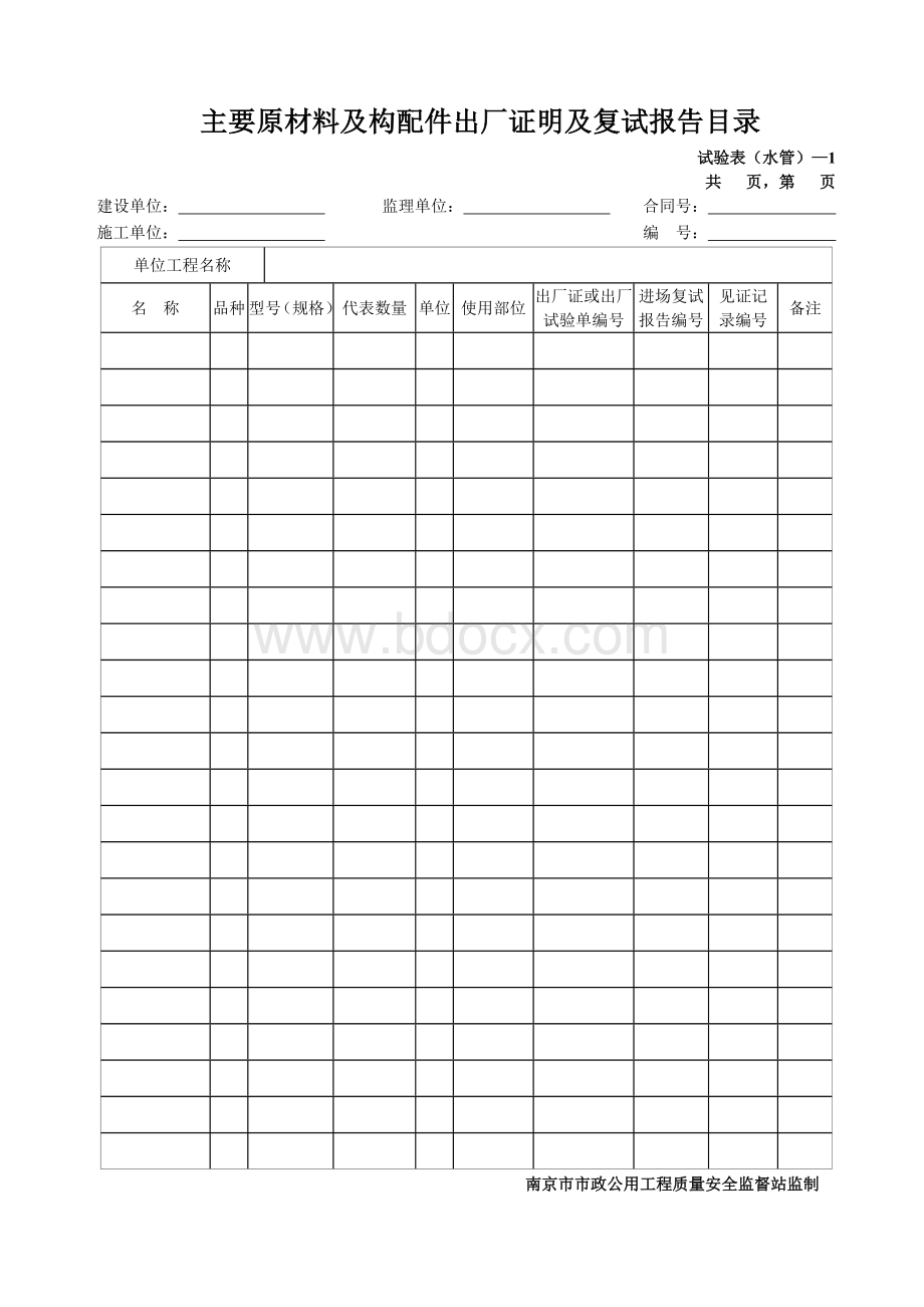 给排水管道表格大全试验表Word格式文档下载.doc_第1页