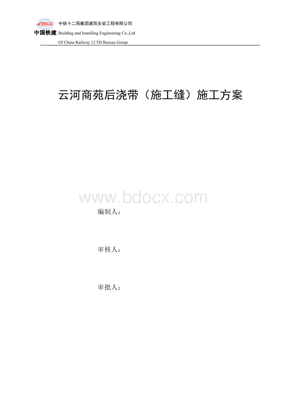 止水钢板施工方案.docx_第1页