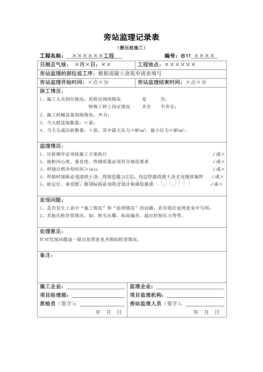 监理日记、平行检查记录、旁站记录样本.doc_第3页