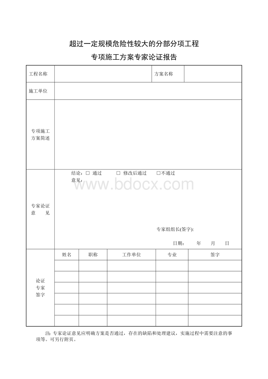 超过一定规模危险性较大的分部分项工程专项施工方案专家论证会用表.doc_第2页