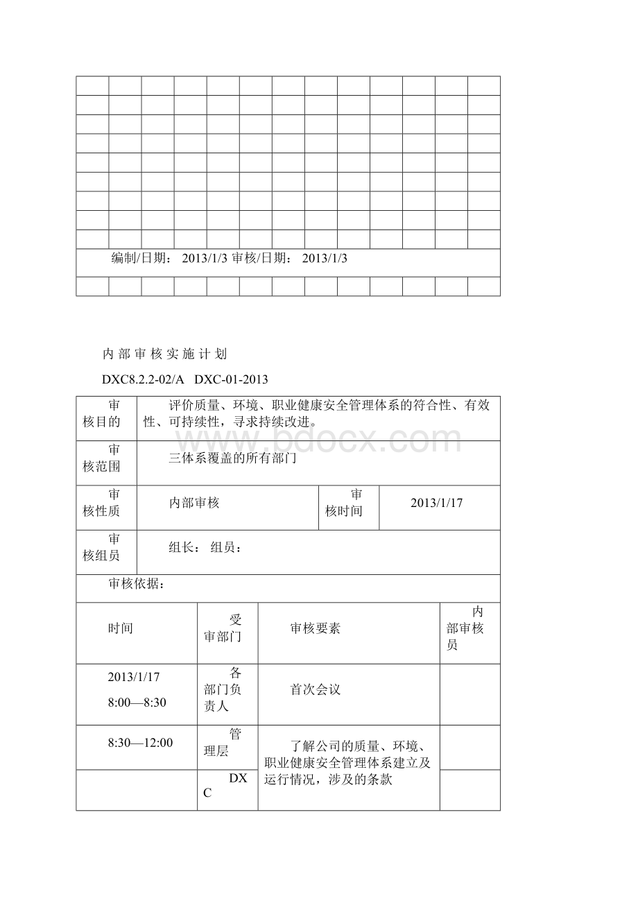 QEHS内审与管理评审记录表格汇编.docx_第2页