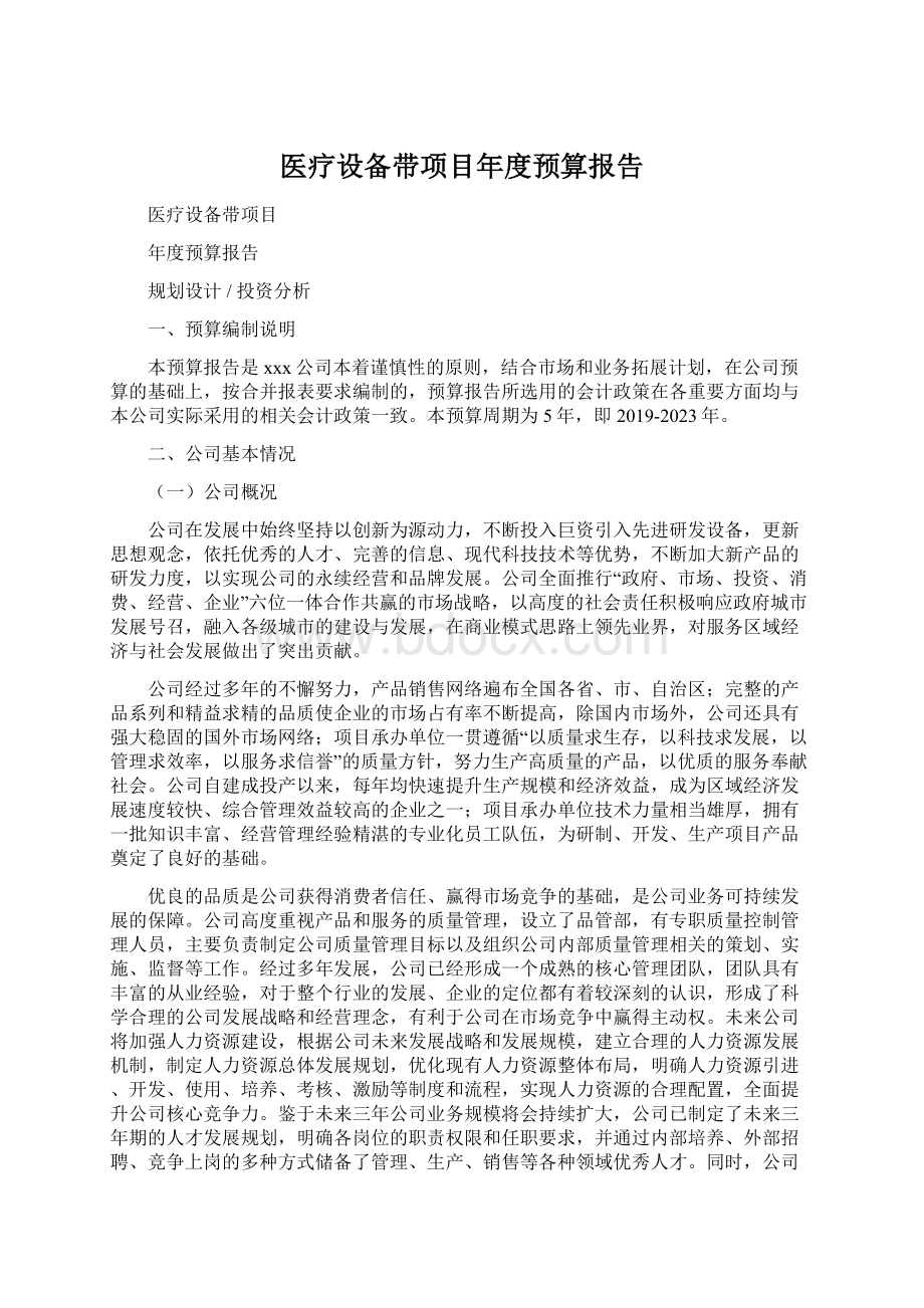 医疗设备带项目年度预算报告Word下载.docx_第1页