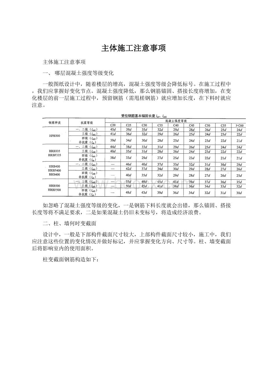 主体施工注意事项.docx_第1页