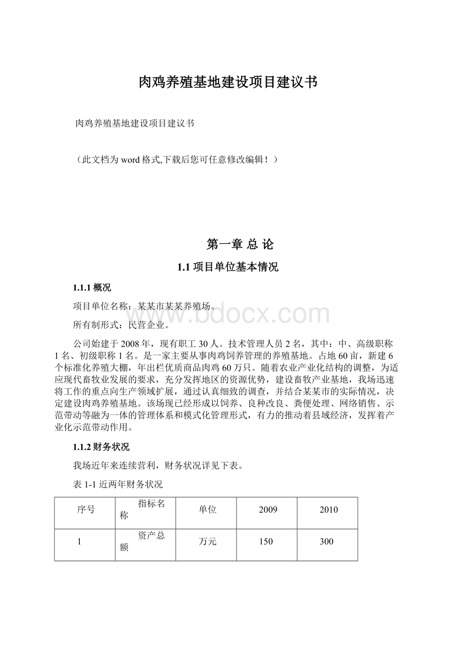 肉鸡养殖基地建设项目建议书Word文档格式.docx