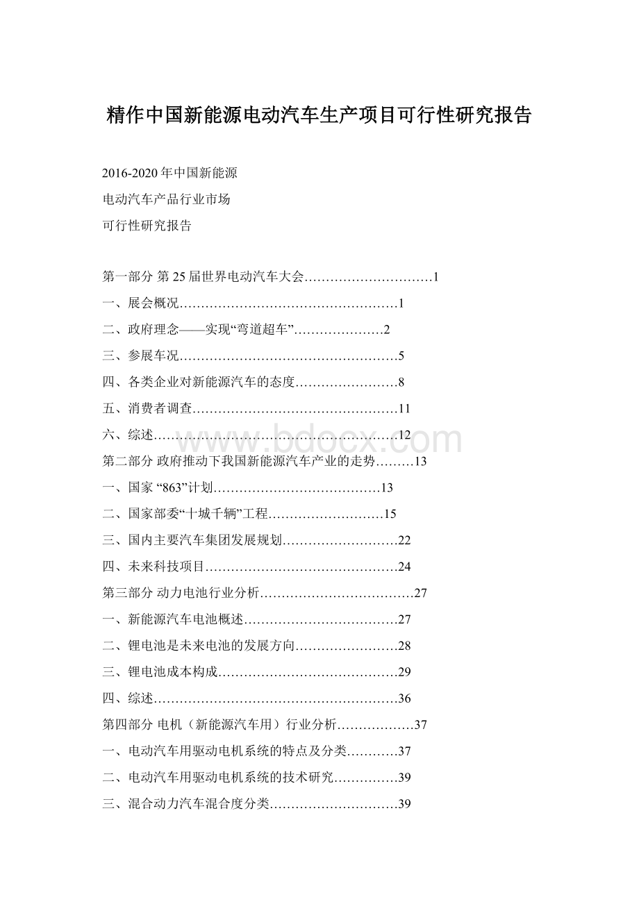 精作中国新能源电动汽车生产项目可行性研究报告.docx_第1页