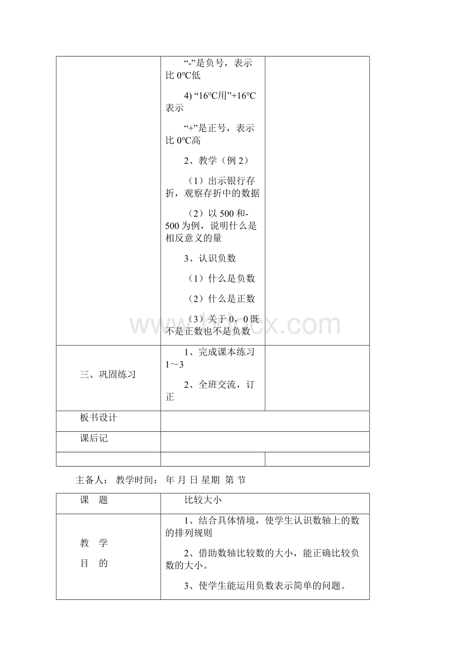 人教版六年级数学教案下册全册表格式.docx_第2页