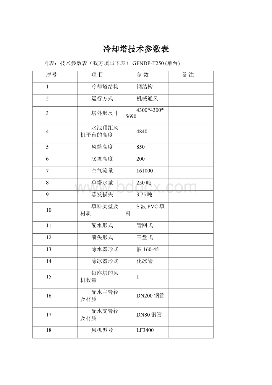 冷却塔技术参数表Word格式文档下载.docx