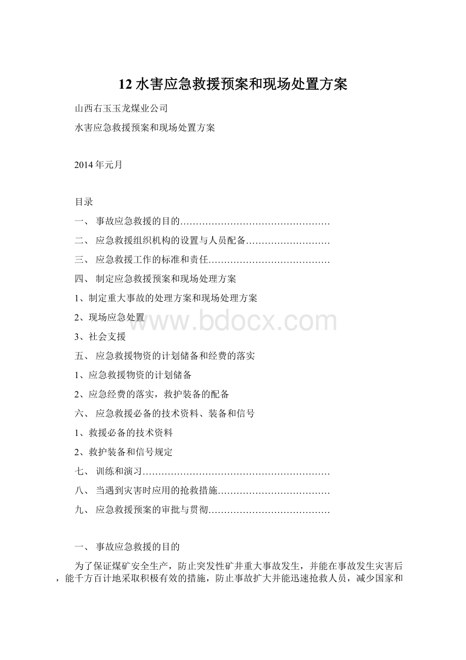 12水害应急救援预案和现场处置方案.docx_第1页