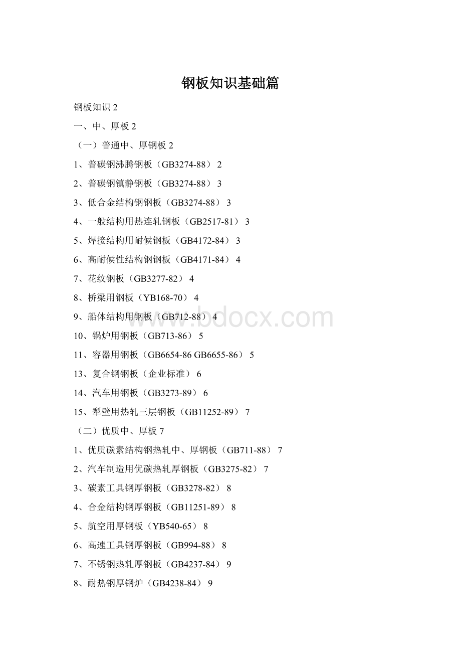 钢板知识基础篇Word文件下载.docx