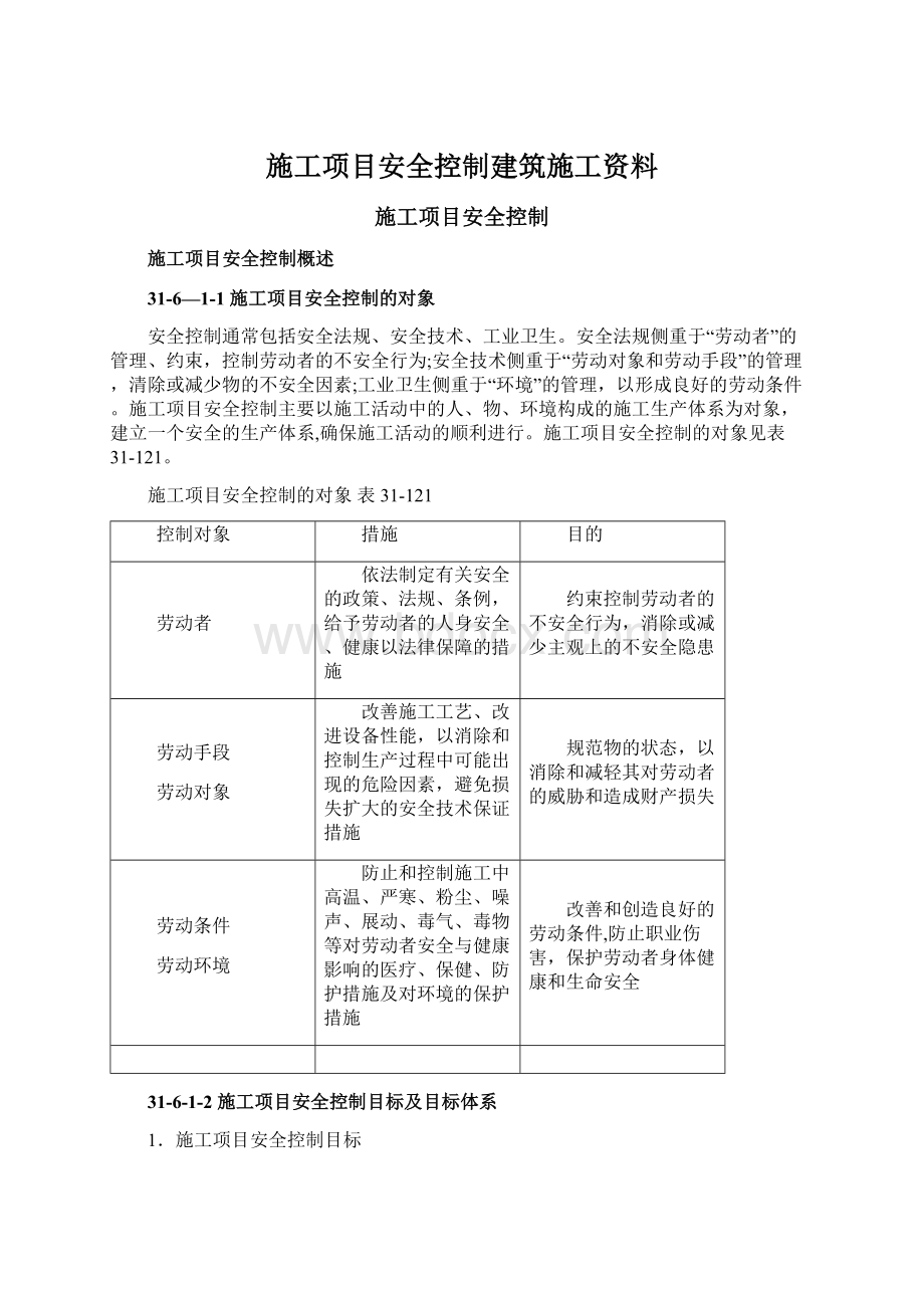 施工项目安全控制建筑施工资料.docx