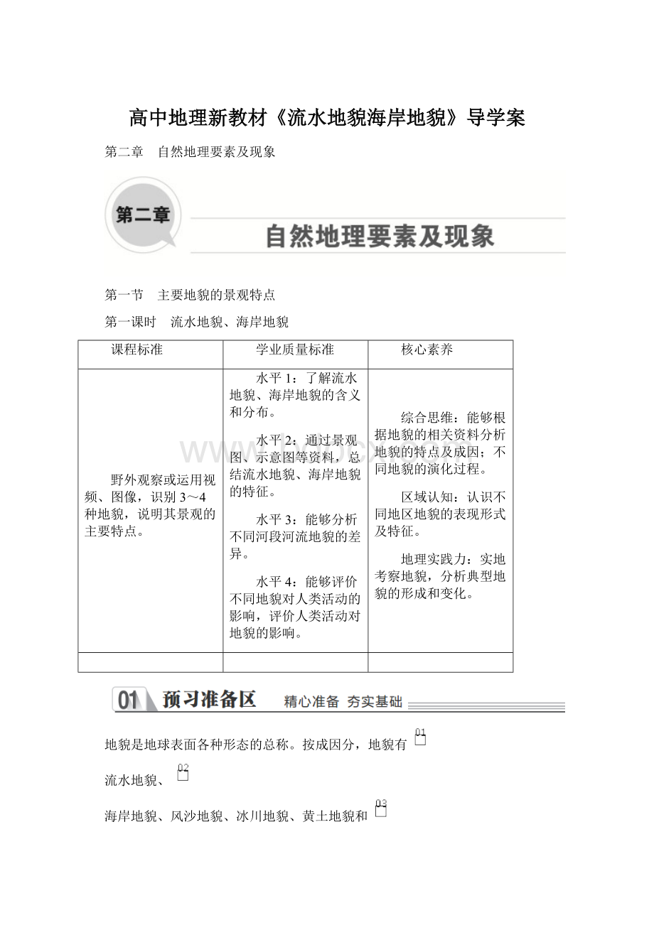 高中地理新教材《流水地貌海岸地貌》导学案Word格式.docx