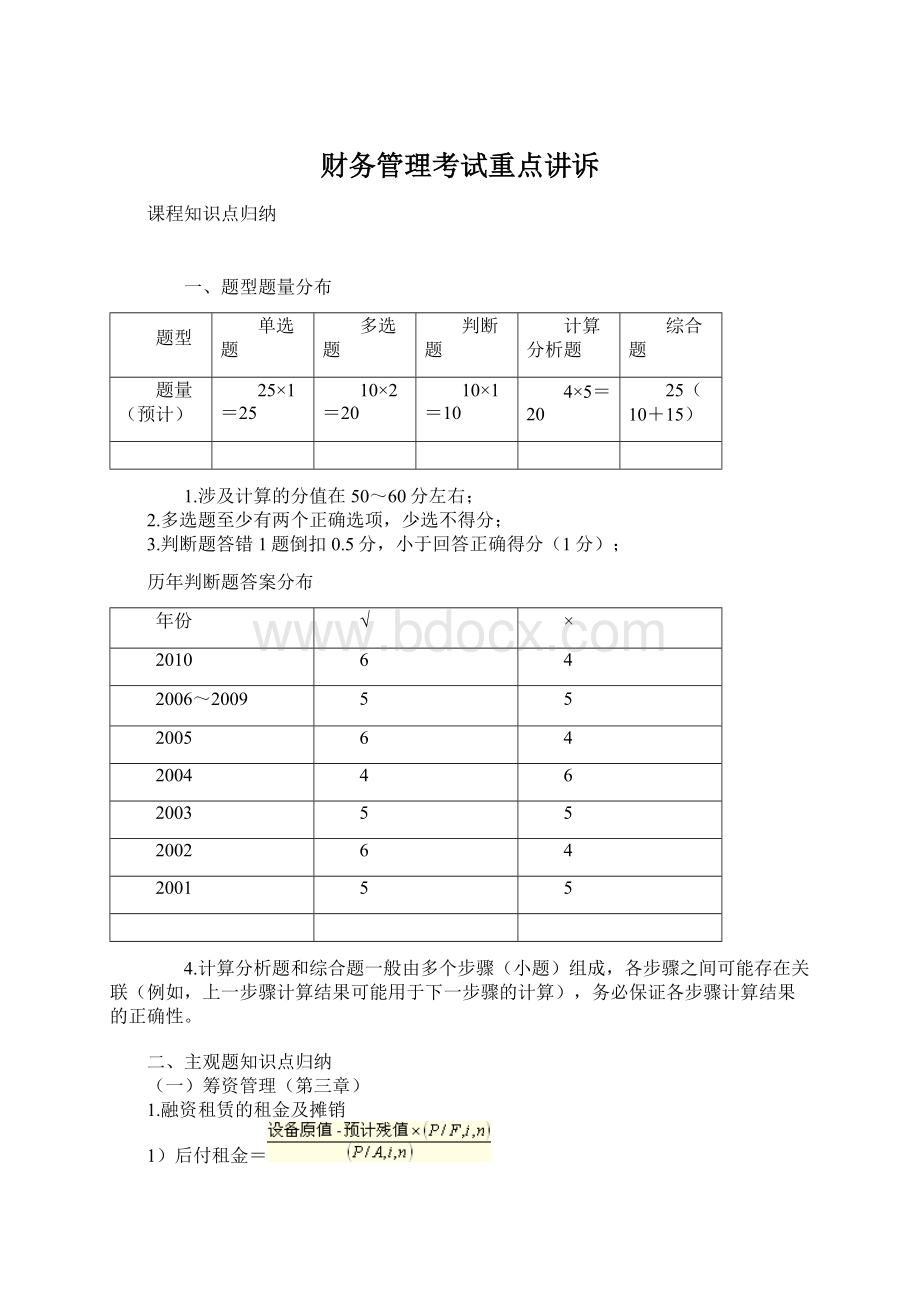 财务管理考试重点讲诉文档格式.docx