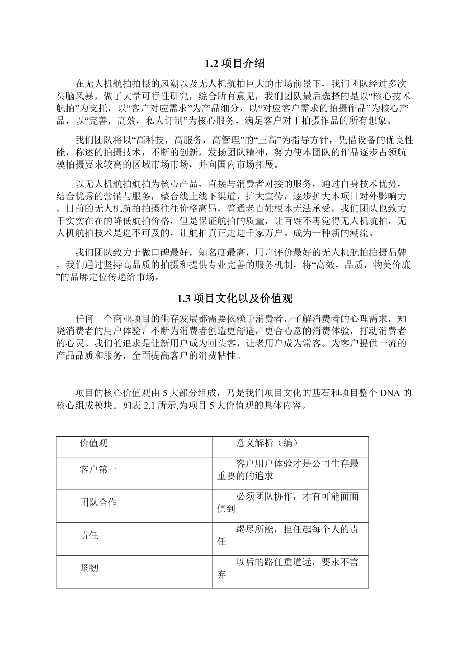 无人机航拍摄影服务项目商业运营企划书Word格式文档下载.docx_第2页