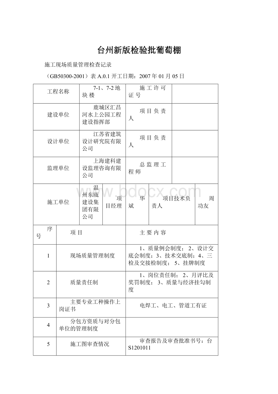 台州新版检验批葡萄棚Word格式文档下载.docx_第1页