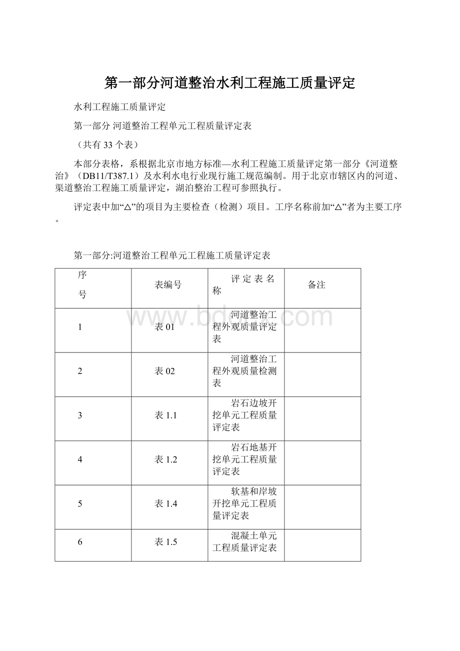 第一部分河道整治水利工程施工质量评定.docx