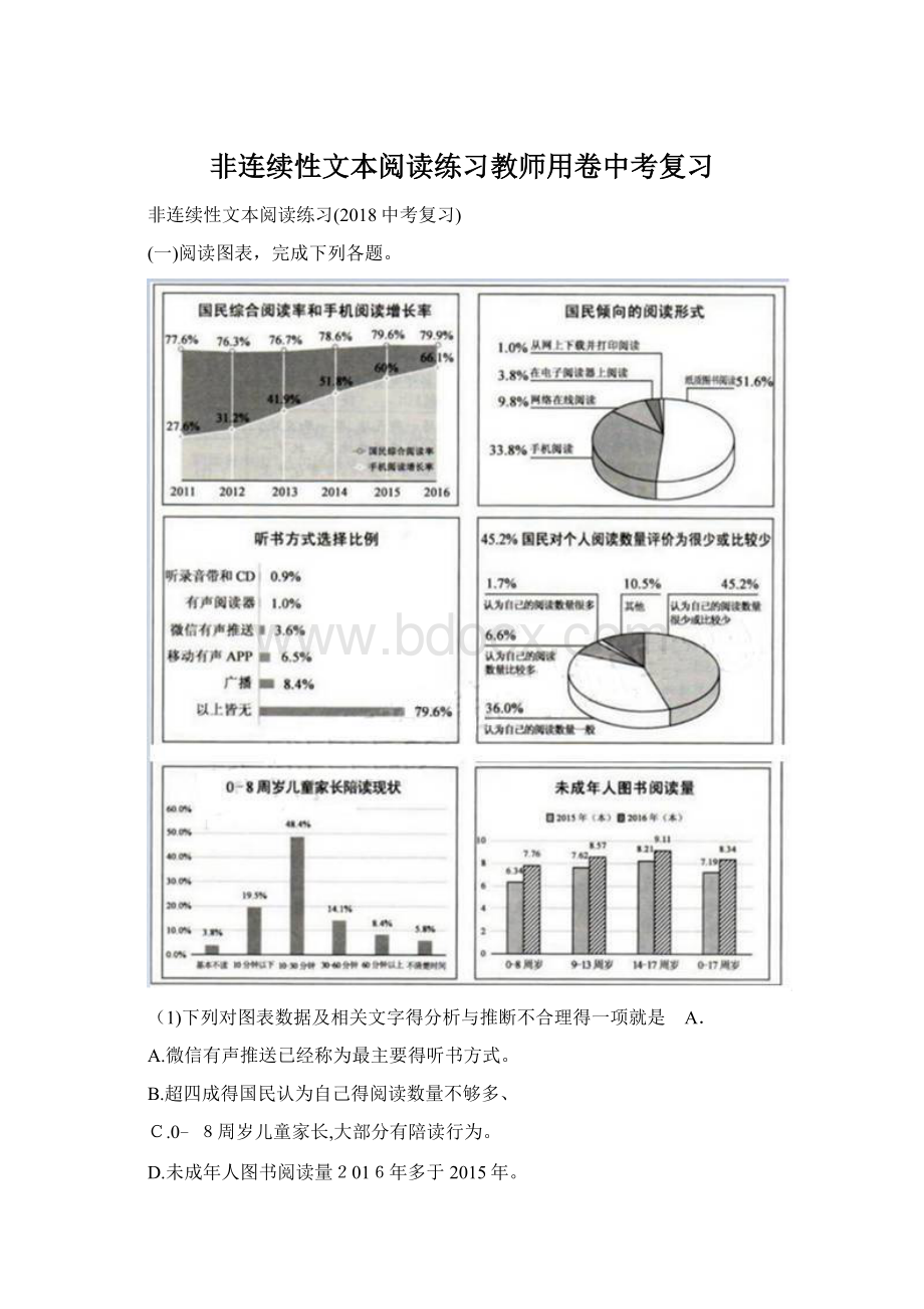 非连续性文本阅读练习教师用卷中考复习Word格式文档下载.docx