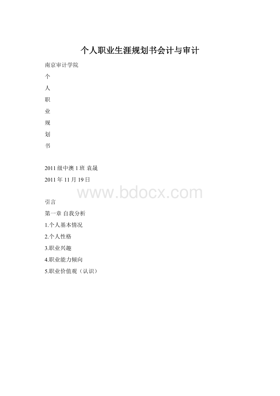 个人职业生涯规划书会计与审计Word文档格式.docx