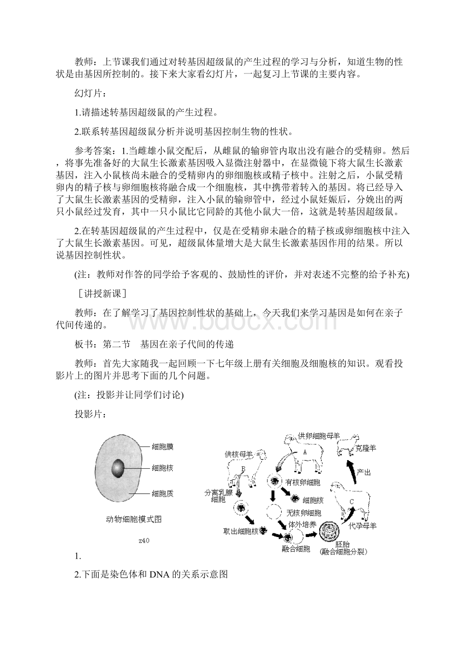 基因在亲子代间的传递示范教案.docx_第2页