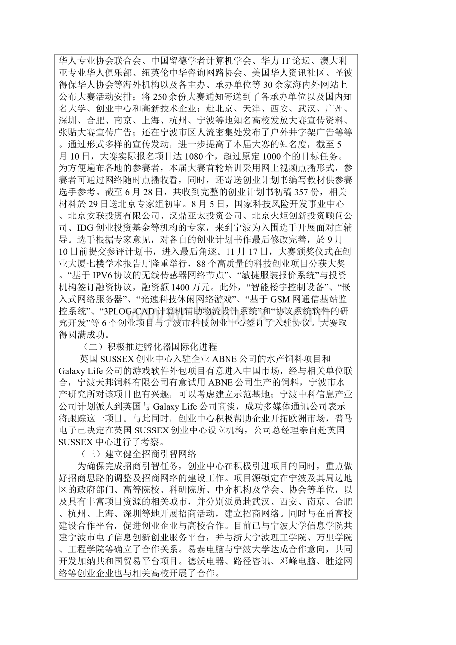 宁波市科技创业中心工作总结Word格式.docx_第2页