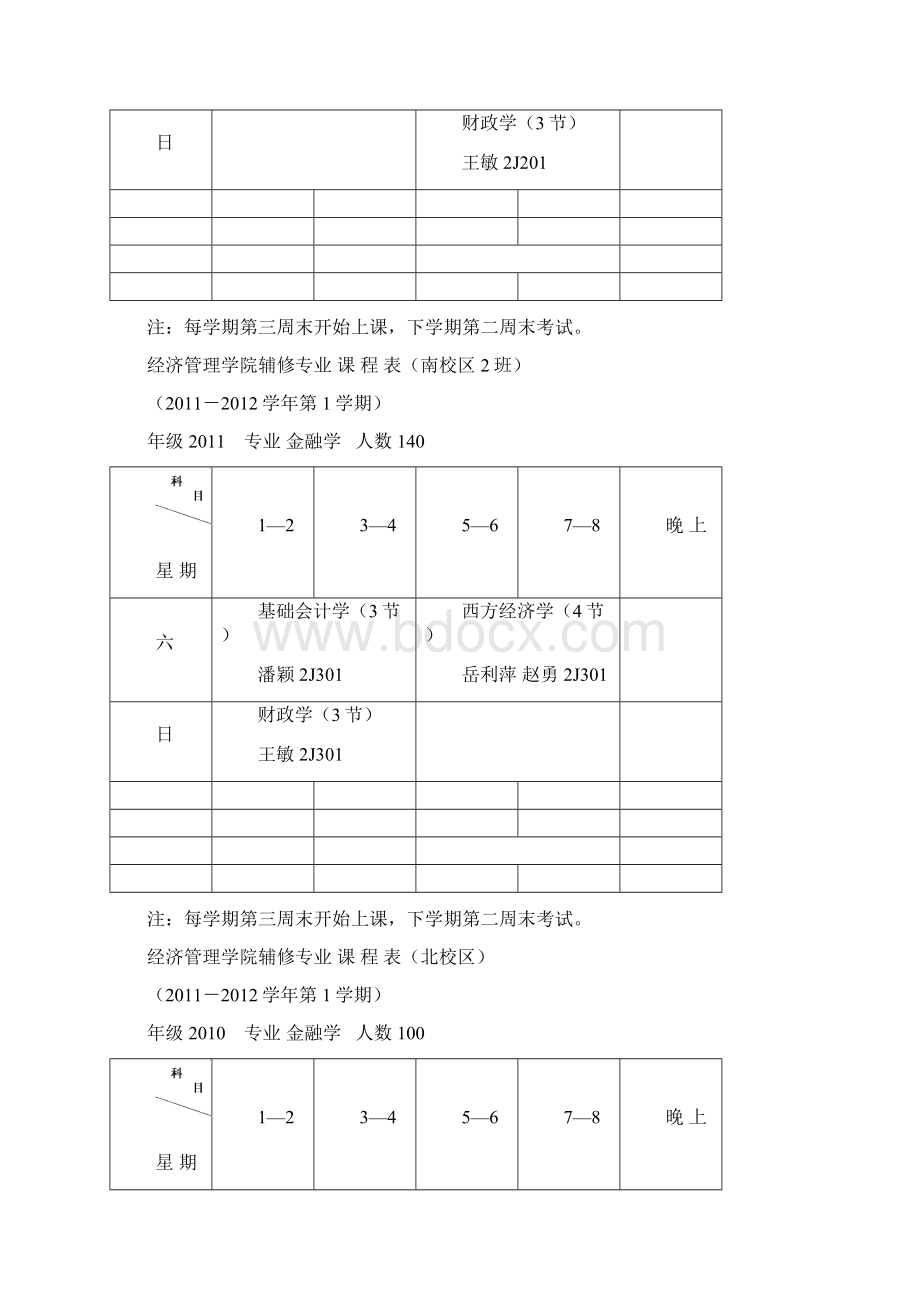 西北大学经济管理学院辅修专业课程表Word文档格式.docx_第2页