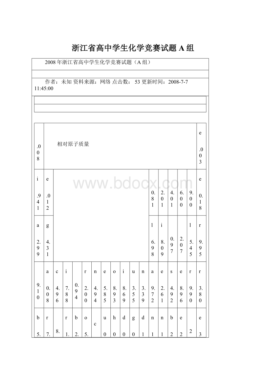 浙江省高中学生化学竞赛试题A组Word格式.docx