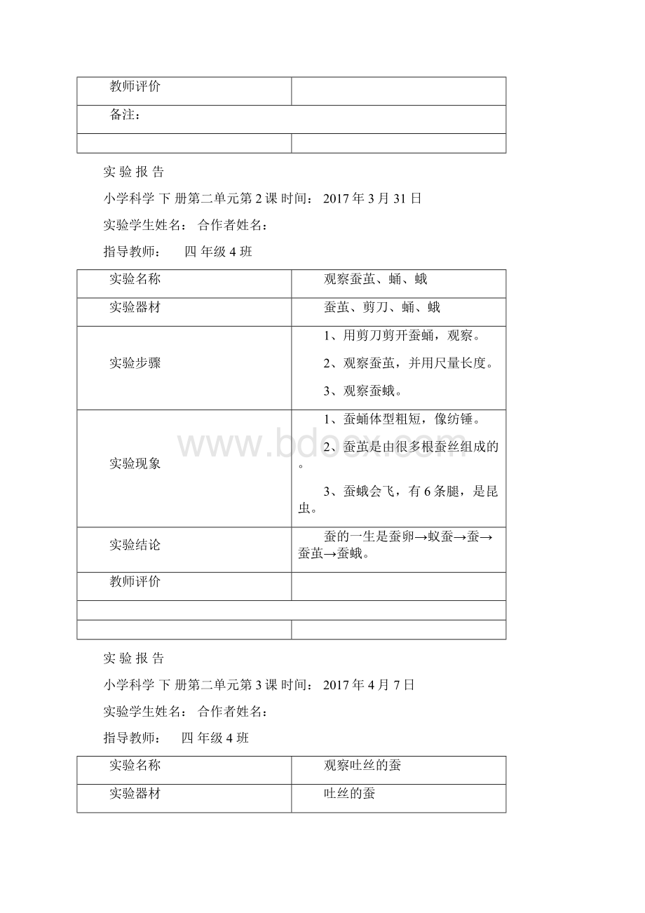 苏教版四年级下册科学实验报告.docx_第3页