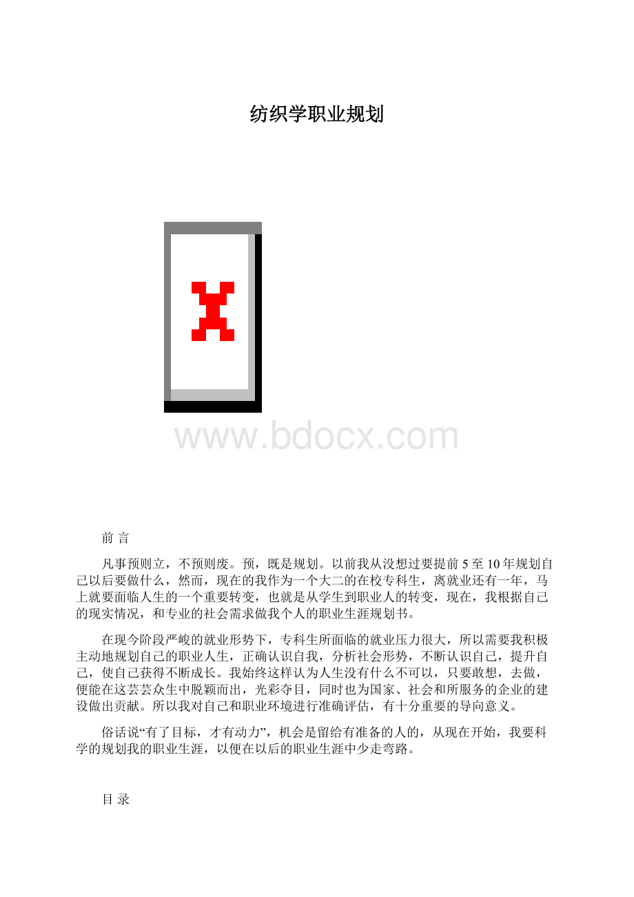 纺织学职业规划Word下载.docx