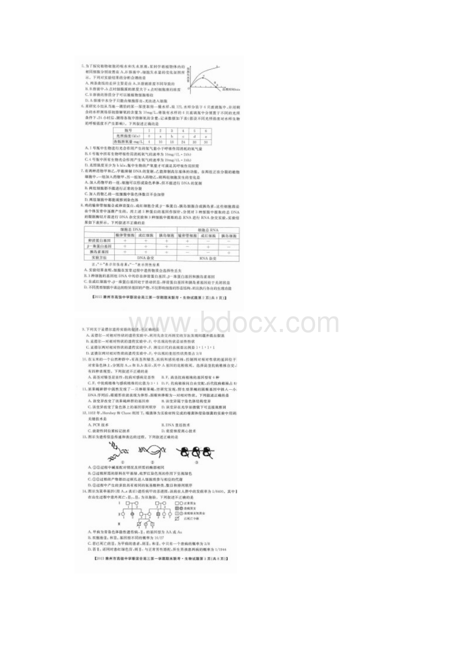 安徽省滁州市高级中学联谊会届高三第一学期期末联考生物 扫描版Word文档下载推荐.docx_第2页