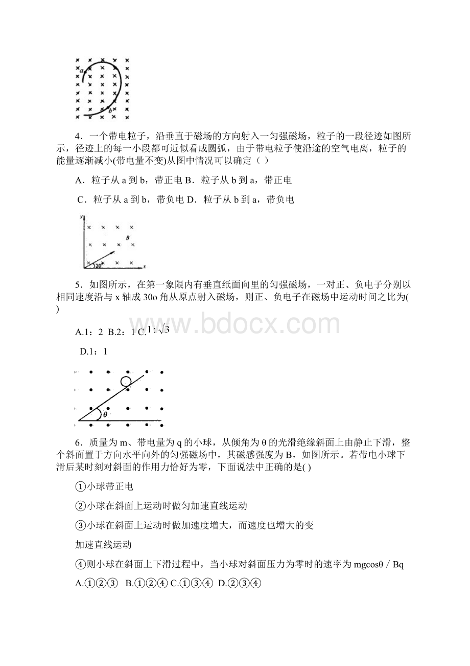 高二物理理科第三章《磁场》练习Word下载.docx_第2页