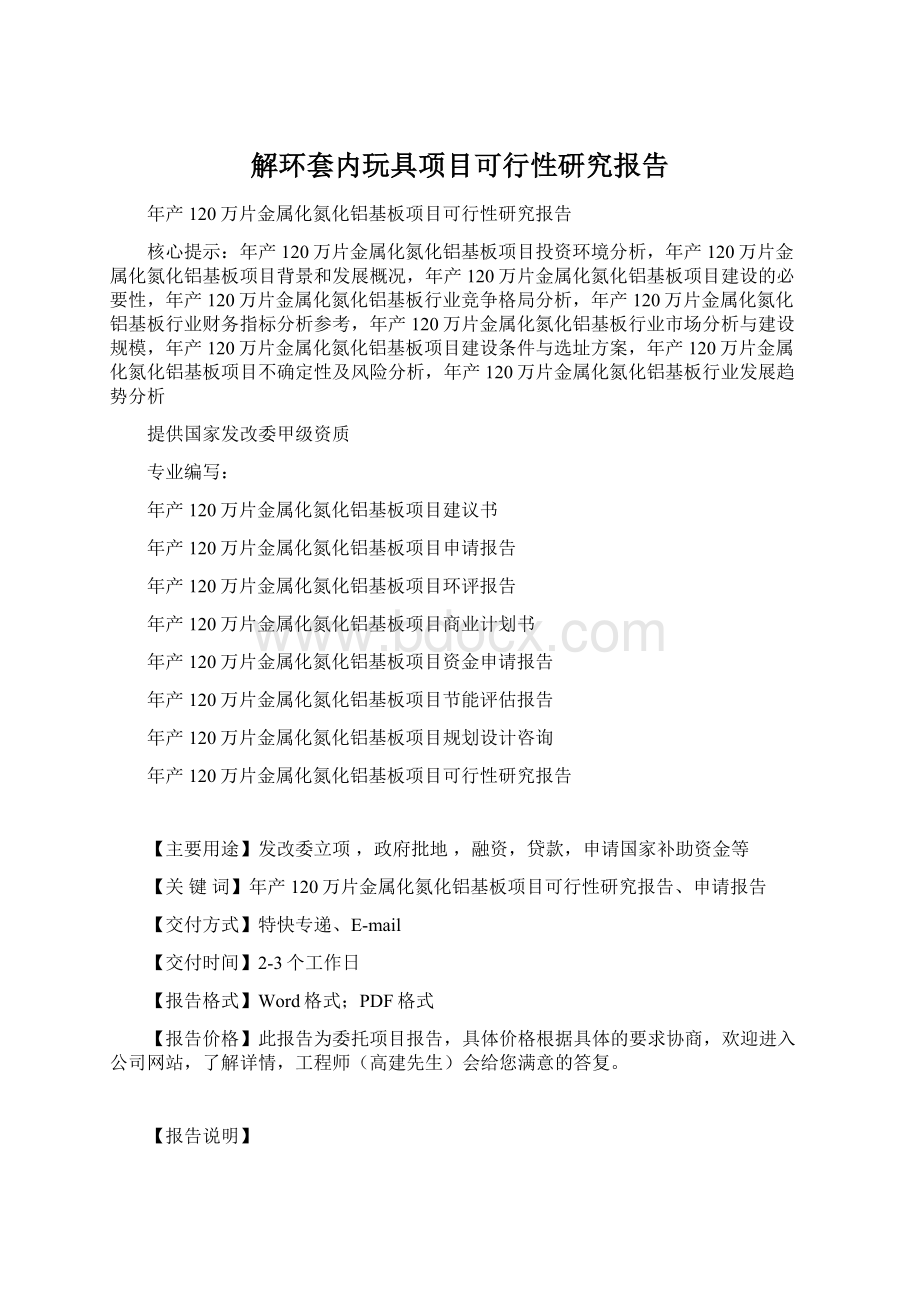 解环套内玩具项目可行性研究报告Word文档下载推荐.docx_第1页